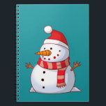 Cute Christmas Snowman Notebook<br><div class="desc">A cute Christmas snowman who is kind of chubby and jolly wearing  a striped scarf and a red christmas hat. Festive and fun.</div>