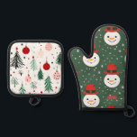 Cute Christmas Snowman Oven Mitt & Pot Holder Set<br><div class="desc">Cute Christmas oven mitt and pot holder</div>