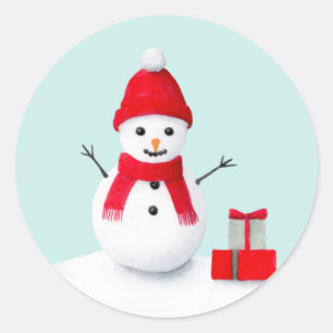 Cute christmas snowman pastel watercolor sticker
