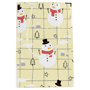 Cute Christmas Snowman Pattern Medium Gift Bag