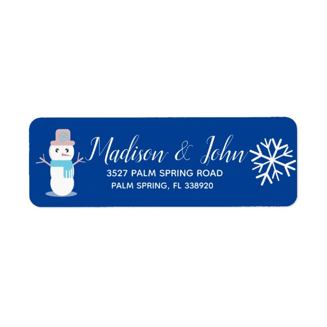 Cute Christmas Snowman Snowflake Address (Front)