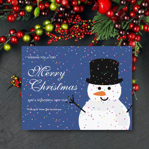 Cute Christmas Snowman & Snowy Confetti No Photo Holiday Postcard