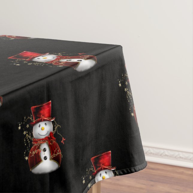 Cute Christmas Snowman Tablecloth (In Situ)