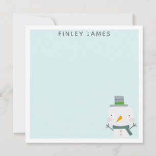 Cute Christmas Snowman Teal Mint Personalised Card