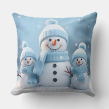 Cute Christmas Snowman Throw Pillow