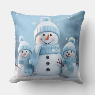 Cute Christmas Snowman Throw Pillow