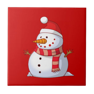 Cute Christmas Snowman Tile