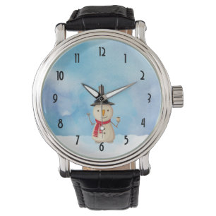 Cute Christmas Snowman Waving And Smiling Watch