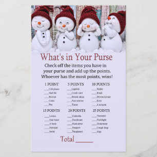 Cute Christmas Snowman What's in your purse game