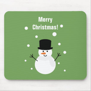 Cute Christmas Snowman Winter Festive Holiday Snow Mouse Mat
