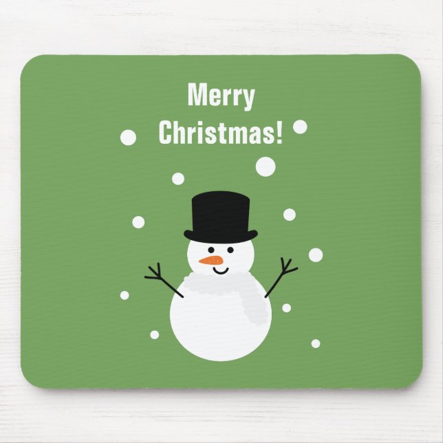 Cute Christmas Snowman Winter Festive Holiday Snow Mouse Mat (Front)