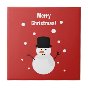 Cute Christmas Snowman Winter Festive Holiday Snow Tile