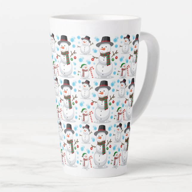 Cute Christmas Snowmen Latte Mug (Right Angle)