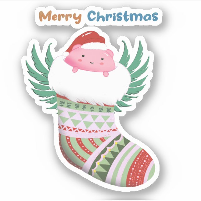 Cute Christmas sock sticker (Front)