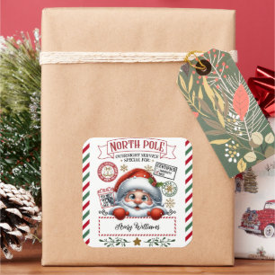 Cute Christmas Special Delivery From Santa Square Sticker