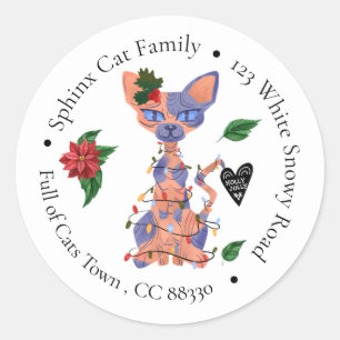 Cute christmas Sphinx Cat Holiday Adress Label