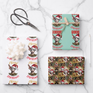 Cute Christmas Sphynx Cat Merry Sphynxmas Gift Wrapping Paper Sheet