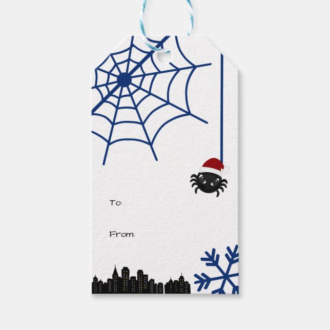 Cute Christmas Spider Personalised Gift Tag (Front)