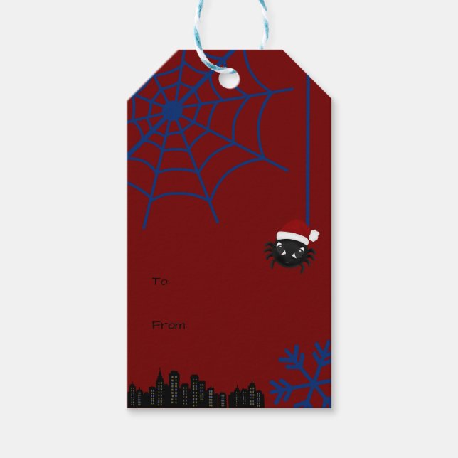 Cute Christmas Spider Personalised Gift Tag (Front)