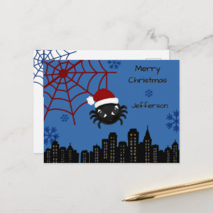 Cute Christmas Spider Personalised Holiday Postcard