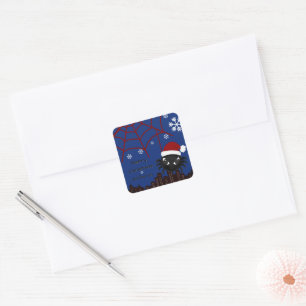 Cute Christmas Spider Personalised Square Sticker