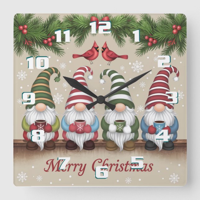 Cute Christmas Square Wall Clock (Front)