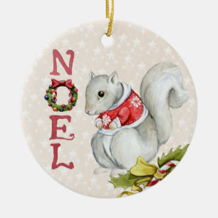 Cute Christmas Squirrel Ceramic Tree Decoration