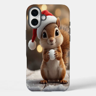 Cute Christmas Squirrel iPhone 16 Plus Case