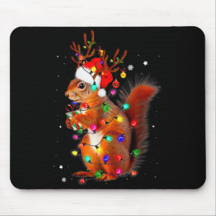 Cute Christmas Squirrel Lights Reindeer Xmas Holid Mouse Mat