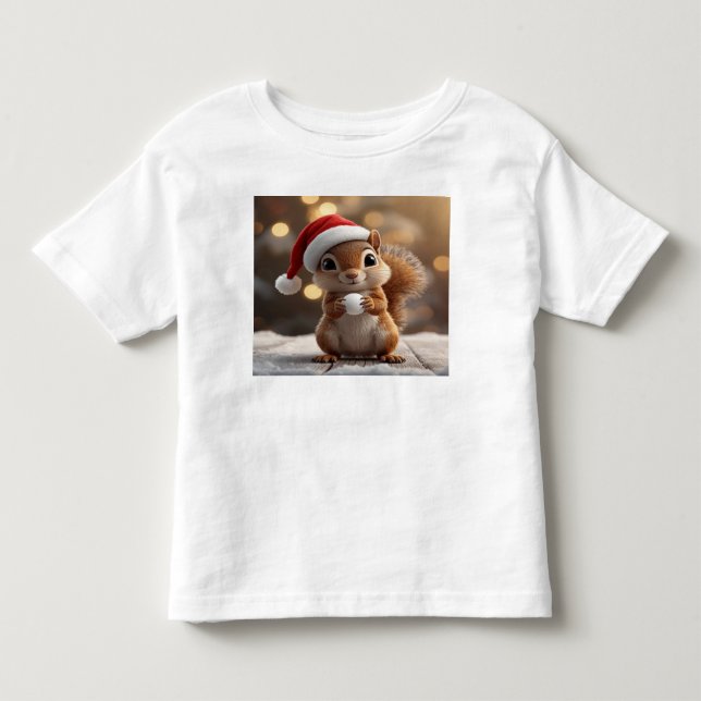 Cute Christmas Squirrel Toddler Jersey Tee (Front)