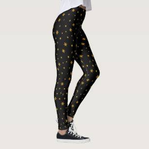 Cute Christmas Star Gold Holiday New Years Leggings