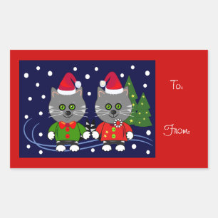 Cute Christmas Sticker with Cats