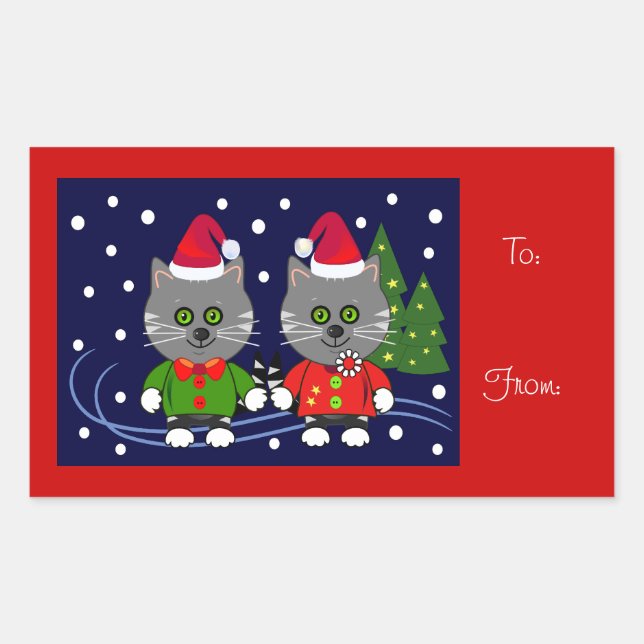Cute Christmas Sticker with Cats (Front)