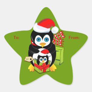 Cute Christmas sticker with Penguins