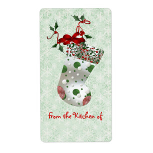 Cute Christmas Stocking and Holly Kitchen Labels