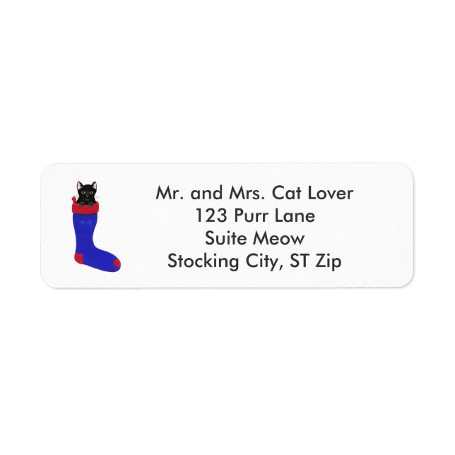 Cute Christmas Stocking Cat Address Labels (Front)