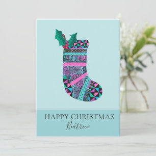 Cute Christmas Stocking Custom Flat Holiday Card