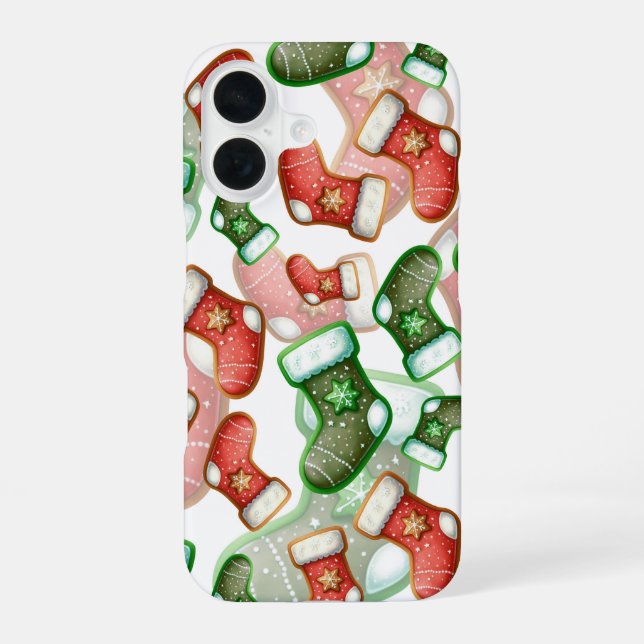 Cute Christmas Stocking iPhone 16 Case (Back)