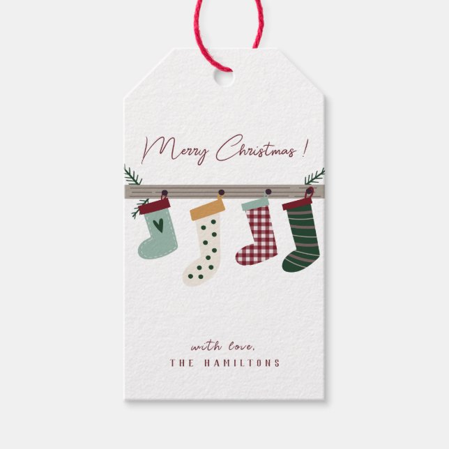 Cute Christmas Stockings Gift Tags (Front)