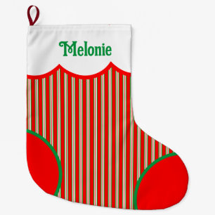 Cute Christmas Striped Personalised  Large Christmas Stocking