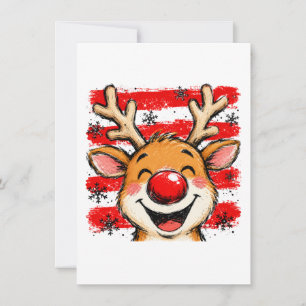 Cute Christmas Stripes Reindeer Card