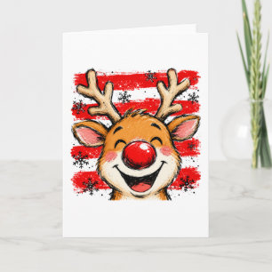 Cute Christmas Stripes Reindeer Card