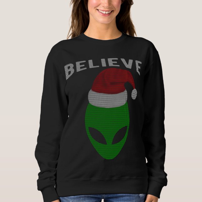Cute Christmas Style Alien Santa Sweatshirt (Front)