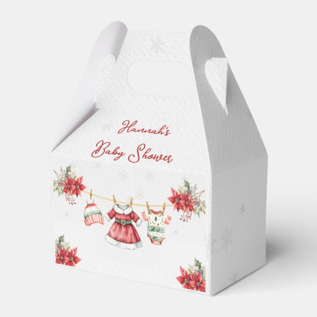 Cute Christmas Sweet Santa Baby Girl Baby Shower Favour Box (Front Side)