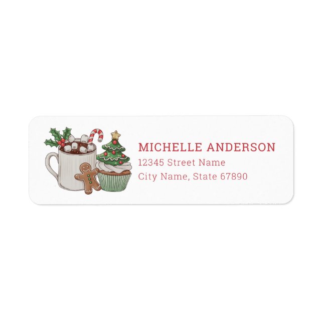Cute Christmas Sweet Treats Return Address Labels (Front)