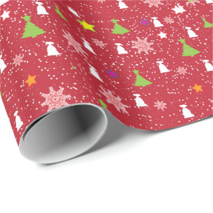 Cute Christmas Symbol Pattern Red White & Green Wrapping Paper