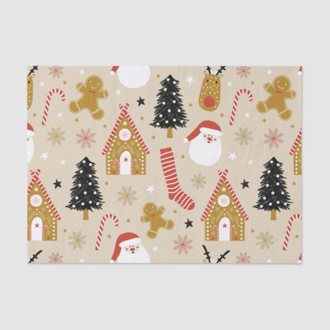 Cute Christmas Symbols Pattern Tissue Paper (Front)