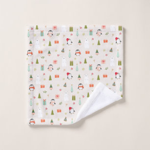 Cute Christmas Symbols Wash Cloth