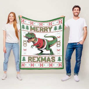 Cute Christmas T-Rex Dinosaur Kids Blanket