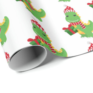 Cute Christmas T-Rex Wrapping Paper